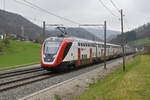 RABe 502 403-4 Twindexx fährt am 04.03.2024 Richtung Bahnhof Gelterkinden.