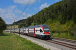 RABe 511 104 KISS fährt am 28.08.2022 Richtung Bahnhof Gelterkinden.