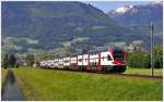 Der NEUE RHEINTALEXPRESS auf Schnupperfahrt zwischen Chur und Buchs einerseits und zwischen Buchs und St.Gallen andererseits.