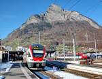 Rheintalexpress(REX)nach Chur vor dem  Eisenberg  Gonzen,am 04.12.13 in Sargans