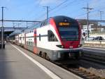 SBB - Triebzug RABe  511 103 bei der ausfahrt aus dem Bahnhof Morges am 16.02.2016