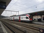 RABe 511 014 ''Wettingen'' am 22.7.2016 in seinem namensgebenden Bahnhof.