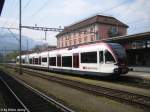 RABe 520 010-0 ''Staufen'' am 21.4.09 in Brunnen als S3 nach Luzern.