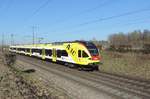 Mumpf - 14.02.2017 : Flirt Triebwagen RABe 521 017 mit Werbung Fachhochschule Nordwestschweiz auf der S1 nach Laufenburg.