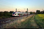 RABe 521 201  Konstanz  (Stadler FLIRT) der SBB GmbH (SBB) als SBB87706  Seehas  von Konstanz nach Engen fährt nach Sonnenuntergang in Engen-Welschingen auf der Bahnstrecke Offenburg–Singen