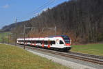 RABe 521 023, auf der S3, fährt Richtung Bahnhof Tecknau.