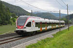 RABe 521 025, auf der S3, fährt am 27.07.2023 Richtung Bahnhof Gelterkinden.