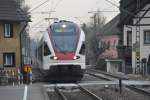 ALLENSBACH (Landkreis Konstanz), 23.02.2012, 521 206 als SBB87697 (Seehas) nach Konstanz bei der Einfahrt in den Bahnhof Allensbach