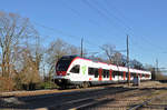 RABe 521 029, auf der S1, fährt zum Bahnhof Kaiseraugst.