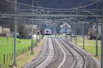 Croisement en gare de Courtemaîche des 2 RégioExpress Bienne/Méroux TGV