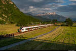 Am 11.06.2021 sind die beiden noch nicht revidierten SBB RABe 523 007 und RABe 523 025 unterwegs als S2 24282 von Aigle nach Vallorbe und konnten hier bei Roche VD aufgenommen werden.