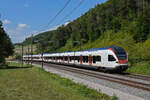 RABe 523 041, auf der S3, fährt am 22.08.2022 Richtung Bahnhof Tecknau.