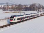 S1 (RABe 523) die am 29.1.05 auf dem Weg nach Luzern war, war hier zwischen Cham und Rotkreuz