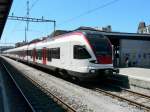 SBB - Triebwagen RABe 523 019-8 und RABe 523 im Bahnhof Delemont am 26.06.2011