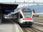 SBB - Triebzug RABe 523 021-9 in Yverdon les Bains am 25.04.2012