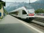 Testfahrt Stadler Flirt RABe 524 006-4.Einfahrt des  TILO  (Treni Regionale Ticino Lombardia)in Landquart.Italienische Bezeichnung des Triebzuges ETR 150.Landquart 25.05.07