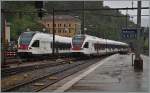 Der als Flinker-Leichter-Innovativer-Regional-Triebzug oder kurz FLIRT grossflchig eingesetzte Stadlerzug hat es in Italien als Eletro Treno Rapido (ETR 524) bei der Trenord gleich in die oberste Liga geschafft. 
Das Bild zeigt die TILO Flirts der SBB und Trenord in Bellinzona am 23. Sept. 2015 