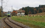 BLS MUTZ 515 004 im steilen Aufstieg von der Schwarzwasserbrücke her nach Mittelhäusern.