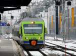 BLS - Triebzug RABe 525 019-6 als RE Bern - Neuchâtel bei der einfahrt im Bahnhof Neuchâtel am 07.02.2015