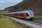 RABe 526 054-2 der SOB fährt Richtung Bahnhof Gelterkinden.