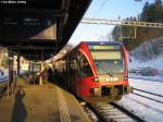 RABe 526 282-9 ''Oberaargau'' am 15.1.2010 in Moutier, das war mein einziges Bild mit Sonne an diesem Tag...