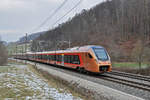 RABe 526 106 Traverso der SOB fährt Richtung Bahnhof Gelterkinden.