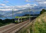 RABe 535 103 nach Zweisimmen und 2 weitere RABe 535 nach Brig am 26.08.2012 bei Einigen.