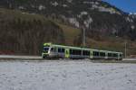 Am 08.12.2013 verlässt der RABe 535 109-3 Boltigen in Richtung Zweisimmen.