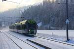 Trubschachen im Emmental: Einfahrt des  Lötschberger  123 aus Luzern. 6.Januar 2017. 