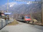 Der RBDe 560 050-7 ''La Neuveville'' verlsst am 16.2.08 Mitldi als Regio 7756 in Richtung Rapperswil.