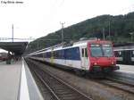 Der RBDe 560 052-3 ''Dagmarsellen'' und der bereits abgekuppelte RBDe 560 027-5 ''Tenero-Contra'' am 13.8.08 in Ziegelbrcke.