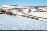 Am 10.01.2021 ist BLS RBDe 566 II 235 mit Regio 6622 von Konolfingen nach Hasle Rüegsau unterwegs und konnte hier bei Biglen aufgenommen werden.