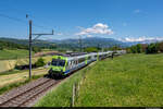 Am 30.05.2021 ist BLS RBDe 565 728 unterwegs als S4 15455 von Thun nach Bern und konnte hier zwischen Uetendorf und Seftigen aufgenommen werden.