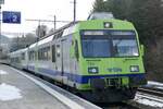 (Der letzte Umlauf auf der S4) RBDe 565 733  Boltigen  am 22.1.22 bei der Abfahrt beim Bahnhof Ramsei.