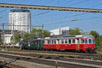 Extrafahrt, mit den Triebwagen BDe 4/4 2 und RBe 4/4 1405, durchfährt den Bahnhof Pratteln.