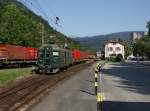 Der BDe 4/4 1632 mit einem Mllzug am 28.06.2011 bei der Ausfahrt aus Klus.