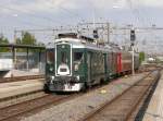 Nachschuss des BFe 4/4 1643 bei der durchfahrt im Bahnhof Biel am 16.05.2015