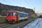 RBe 540 074-2 des dsf auf dem Weg von Oensingen nach Effingen am Nachmittag des 08.01.2021, aufgenommen bei Villnachern AG.