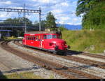 OeBB - Zufallsfoto vom Roter Pfeil RBe 2/4 202 bei der Durchfahrt in Lyss am 10.08.2018