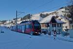 ABe 4/12 1002 am 15.01.2022 als S23 1139 von Gossau nach Appenzell kurz vor der Einfahrt in die Station Jakobsbad