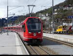 RhB - Triebzug  ABe 4/16 3152 bei der einfahrt im Bhf. Ilanz am 29.03.2024