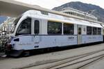 ABe 4/4 35114 Im früheren Arosabahn Design am 26.12.23 auf dem Bahnhofplatz Chur.