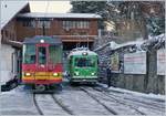 Der wartende TPC BVB BDeh 4/4 82 und der rangierende Be 2/3 15 in Villars sur Ollon.