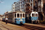 Baselland Transport AG.
Im August 1979 warteten noch Züge der Birsigthalbahn BTB auf der Haltestelle Heuwaage in Basel auf die Fahrt nach Rodersdorf.
Foto: Walter Ruetsch