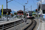 ZB: Regionalzug Interlaken-Ost - Meiringen mit dem ABeh 161 012  MEIRINGEN  anlässlich der Bahnhofseinfahrt Brienz am 18.