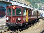 Historischer Triebwagen BCFeh 4/4 15 der MC = Martigny - Chtelard .. 1000 mm am 30.07.2006 im Bahnhof von Vernayaz