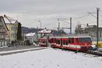 Als S 25 aus Rorschach kommt der AB-BDeh 3/6 23 am 27.02.2023 in Heiden an