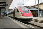 RABDe 500 006-7  Johanna Spyri  als IC 1463 (IC 2) von Zürich HB (CH) nach Lugano (CH) steht im Bahnhof Bellinzona (CH) auf Gleis 2.