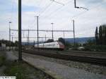 Die RABDe 500 004 ''Mani Matter'' und 038 fuhren am 13.8.05 als ICN nach St.