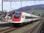 SBB - ICN Grock bei der durchfahrt im Bahnhof Sissach am 07.03.2015